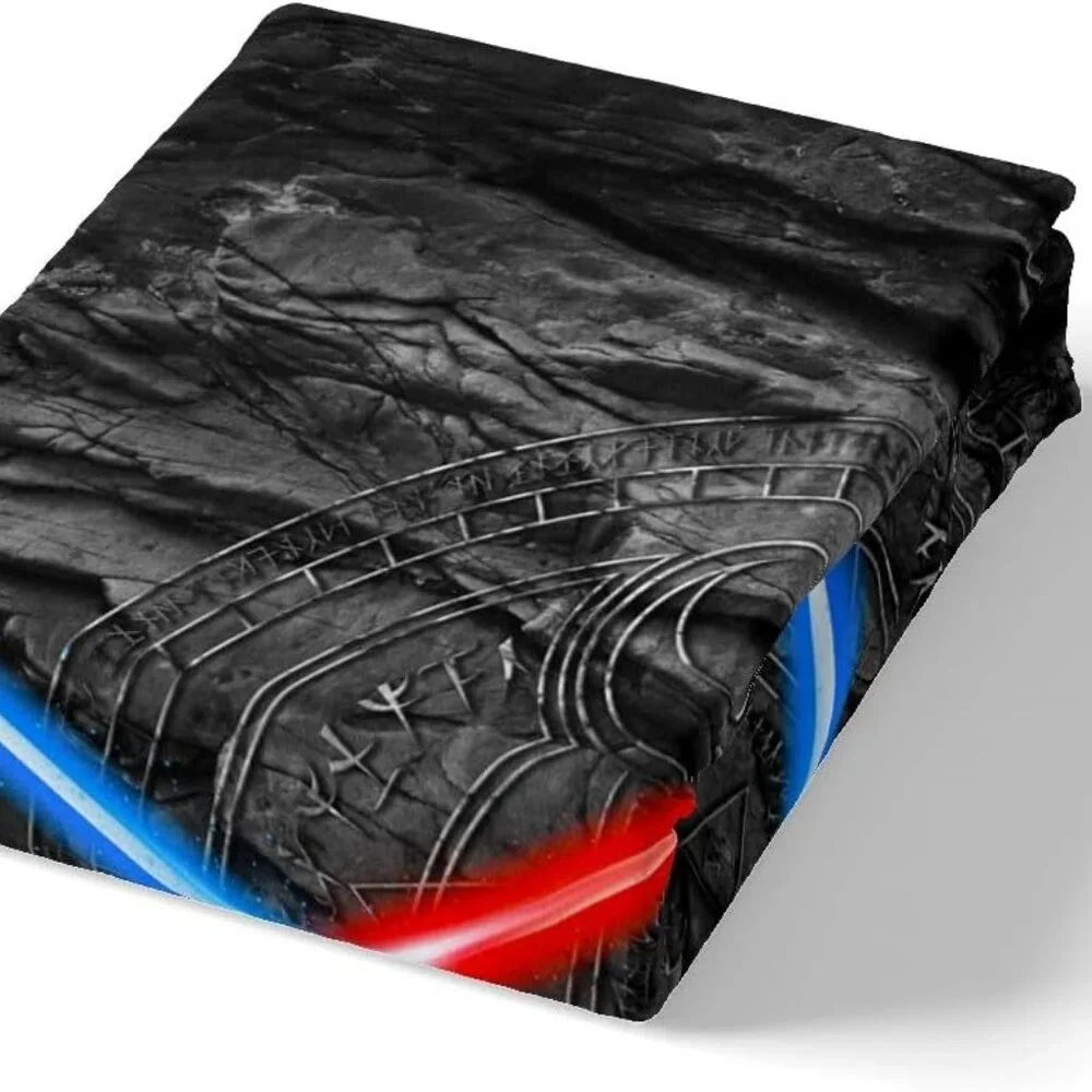 3D Neon Blue Red Bedding Set 3Pcs Queen Sz